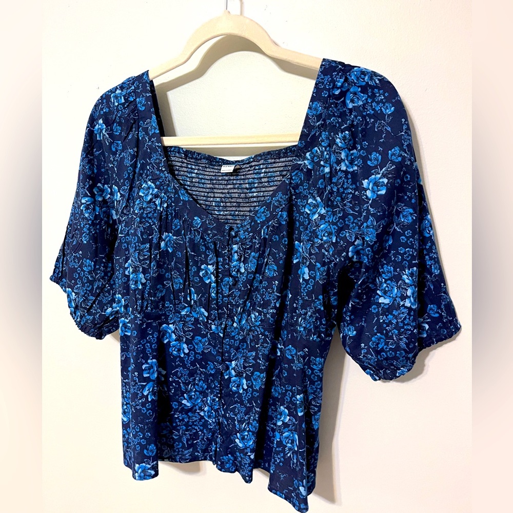 Blue floral blouse